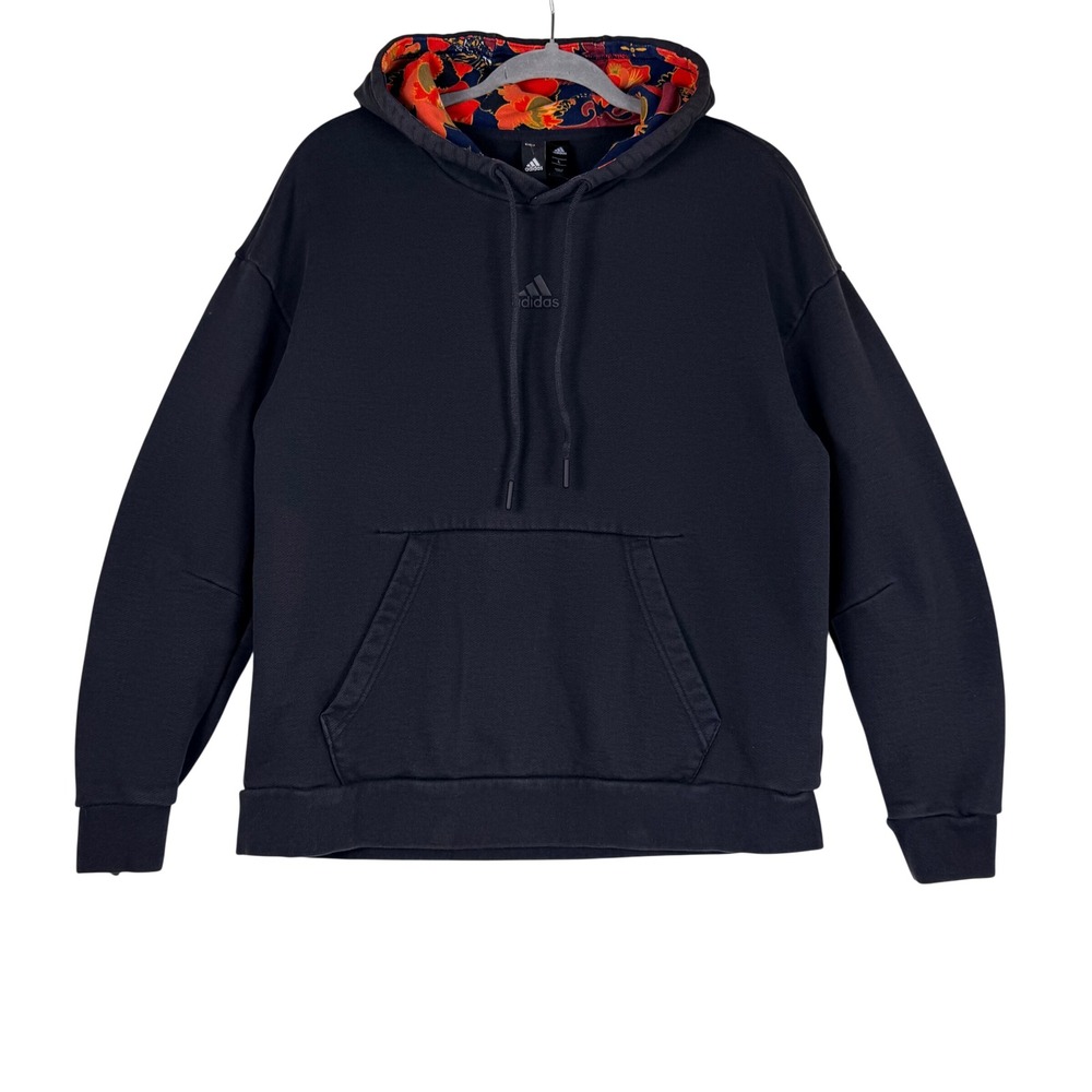 Adidas GG0775 Mens Black Tiger Floral Graphic Hoodie Japanese Print Pullover